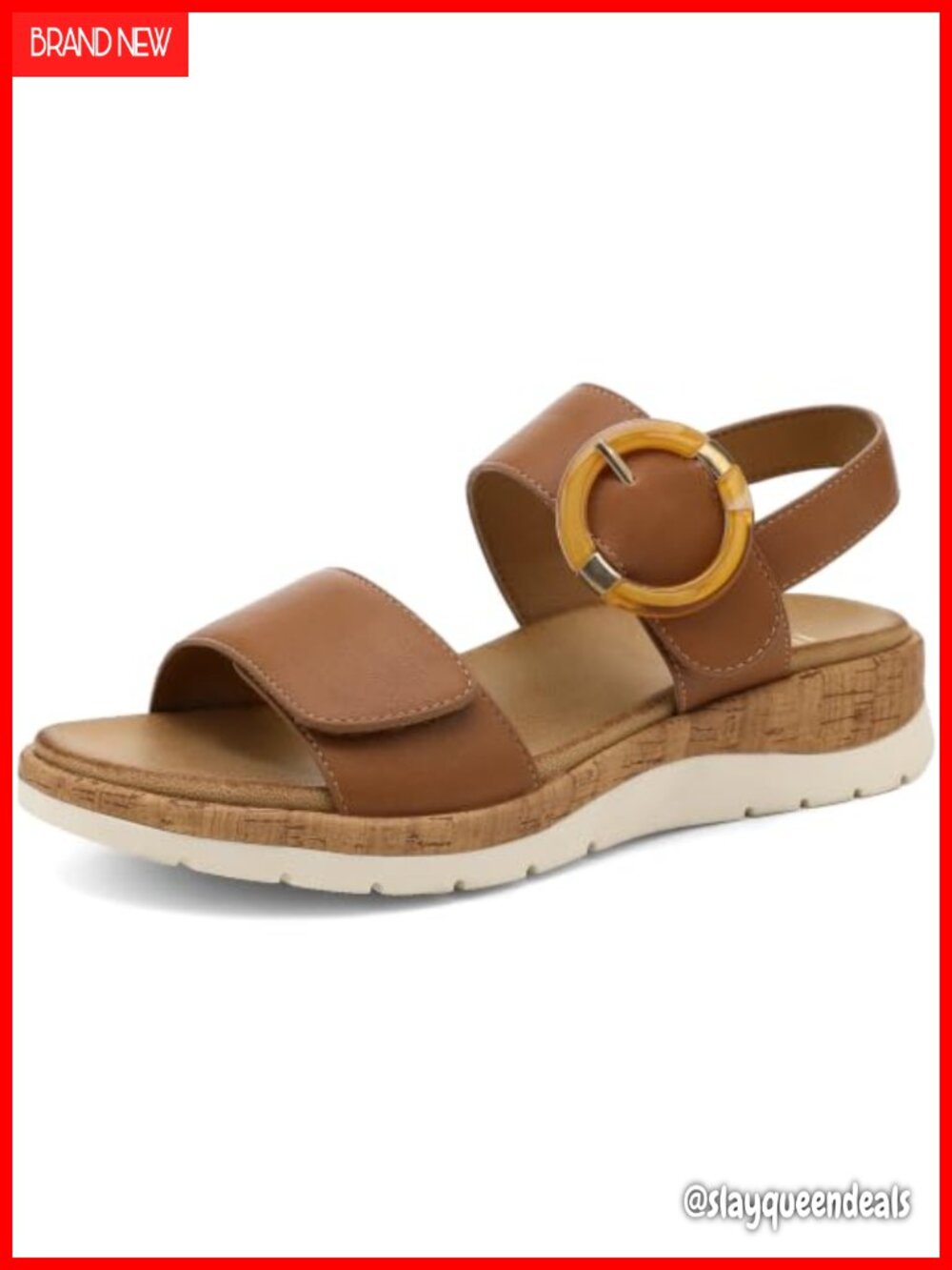 Women's Low Wedge Walking Sandals with Arch Support Adjustable Straps